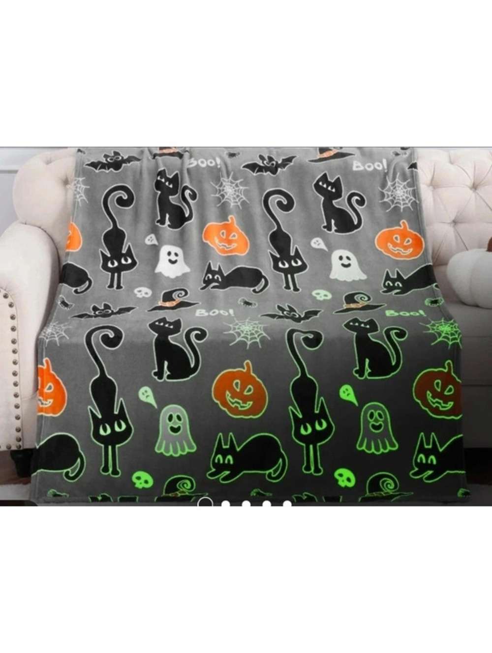 Glow in the dark halloween throw blanket